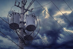 Lightning storm near power lines